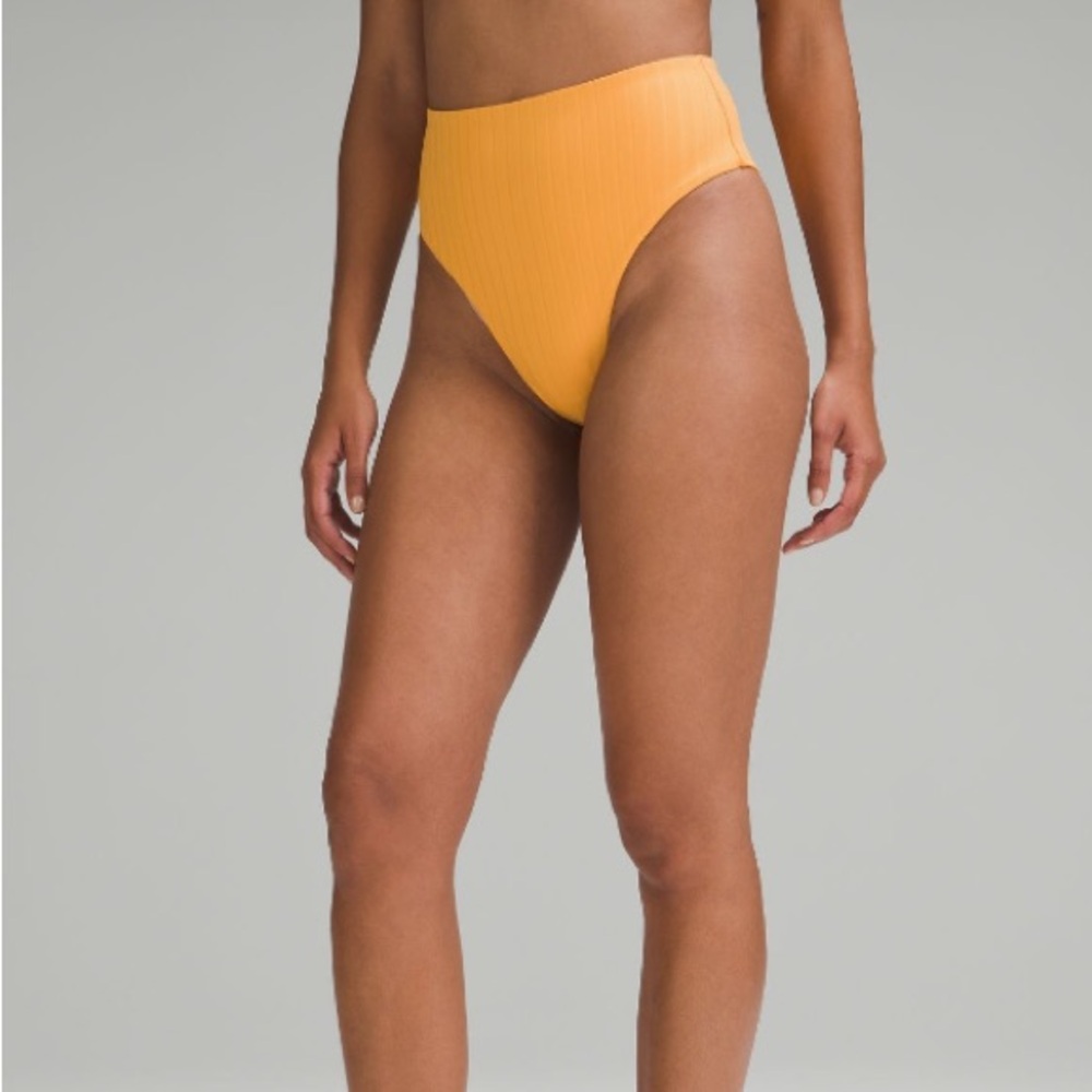lululemon Ribbed High Waist Skimpy-Fit Bikini Bottom in mango dream